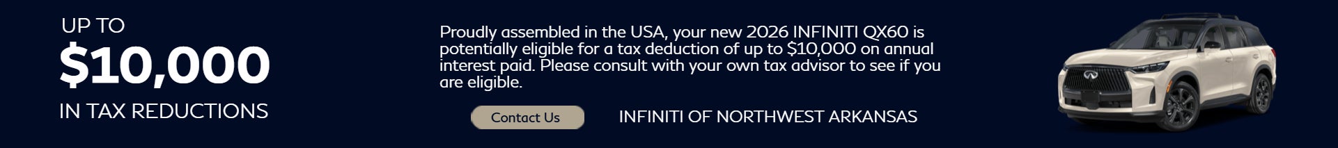 Tax Reduction benefits for INFINITI QX60