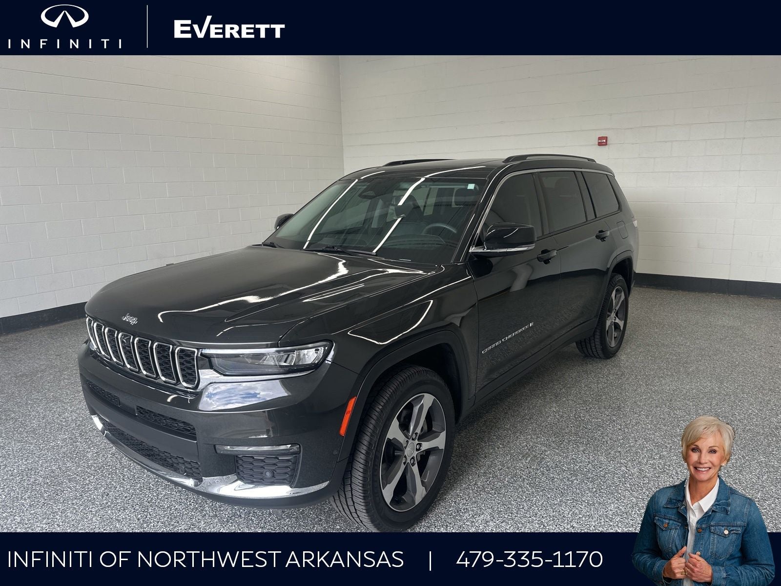 2023 Jeep Grand Cherokee L Limited in Rocky Mountain Pearlcoat — front three-quarter view