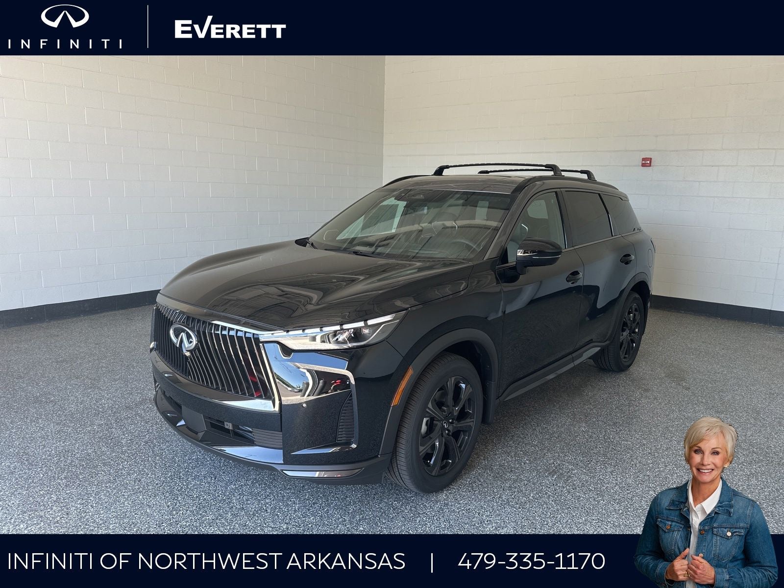2027 INFINITI QX60 Autograph AWD in Mineral Black/Graphite Shadow — front three-quarter view
