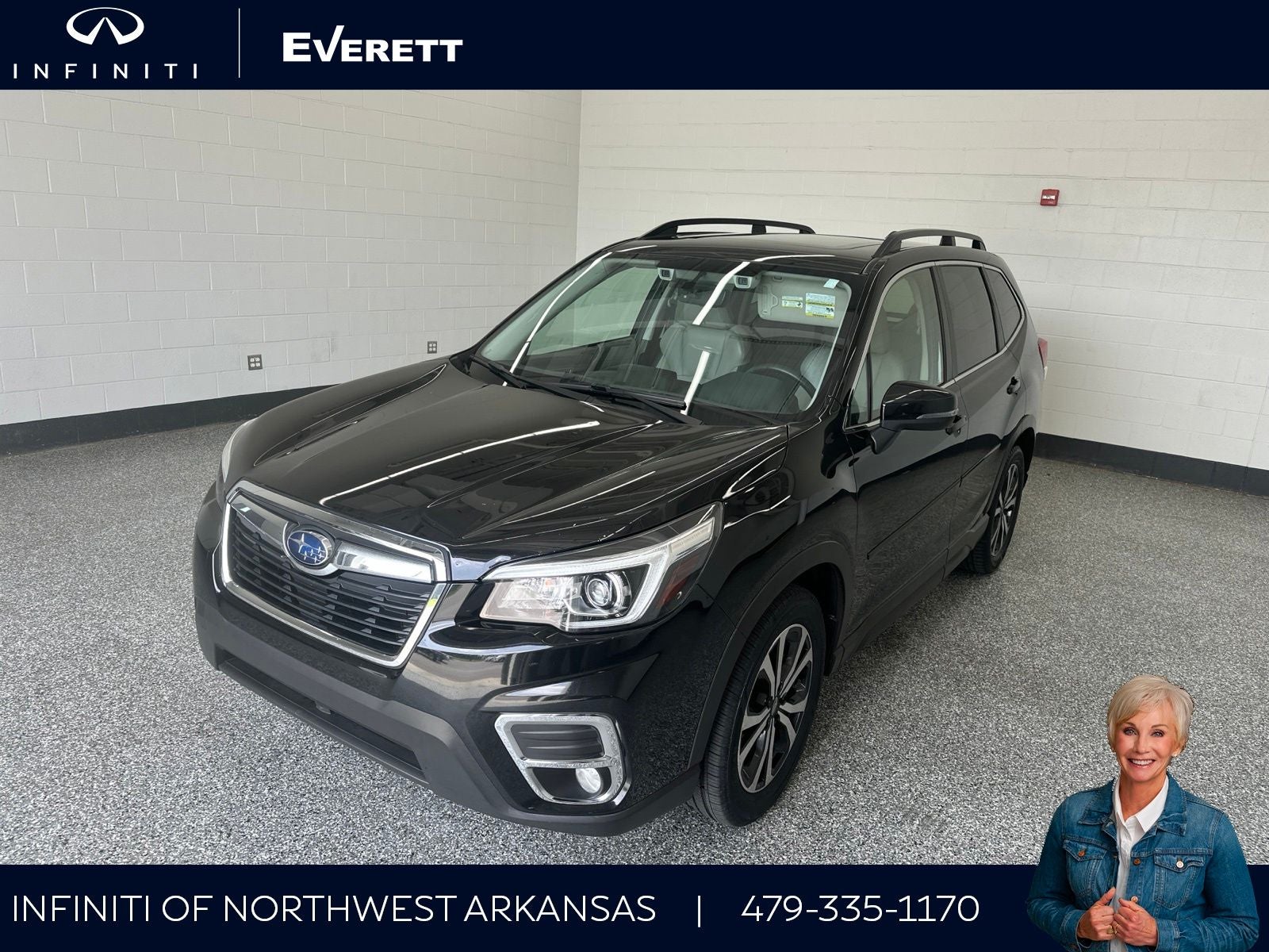 2020 Subaru Forester Limited in Crystal Black Silica — front three-quarter view
