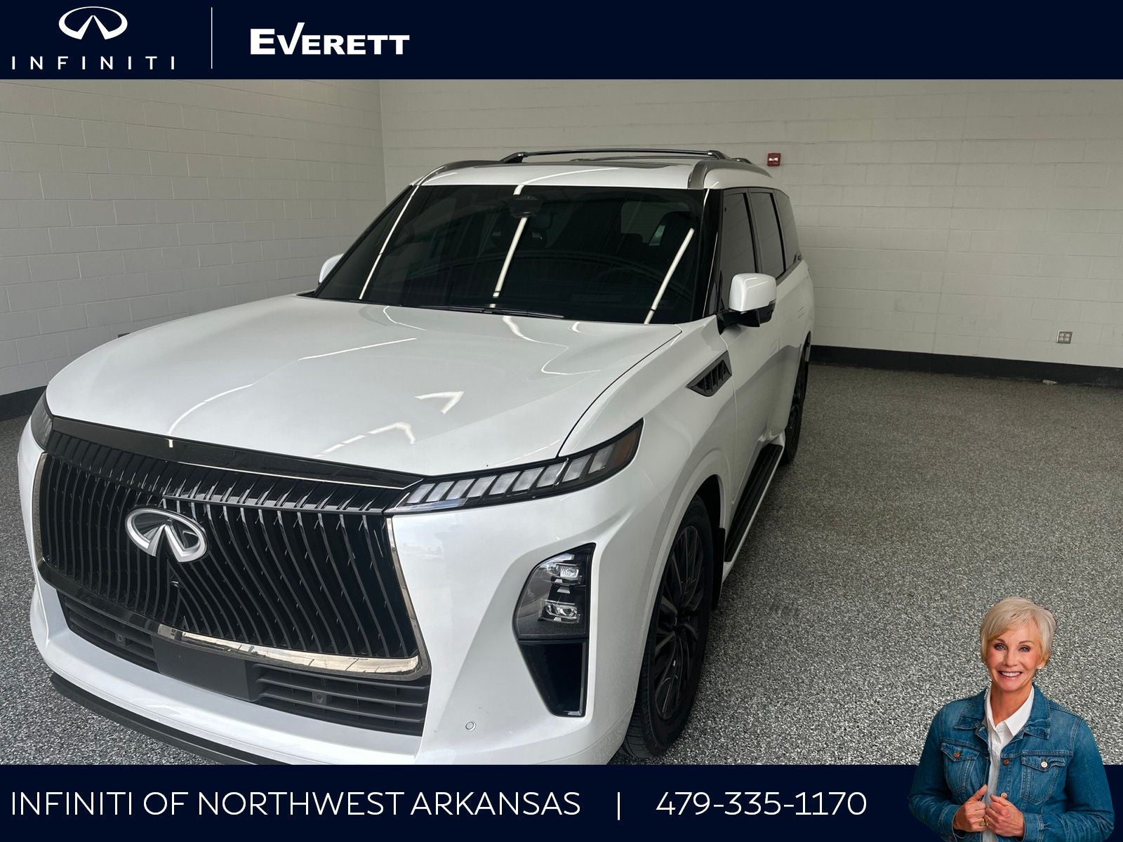 2026 INFINITI QX80 AUTOGRAPH in Radiant White — front three-quarter view